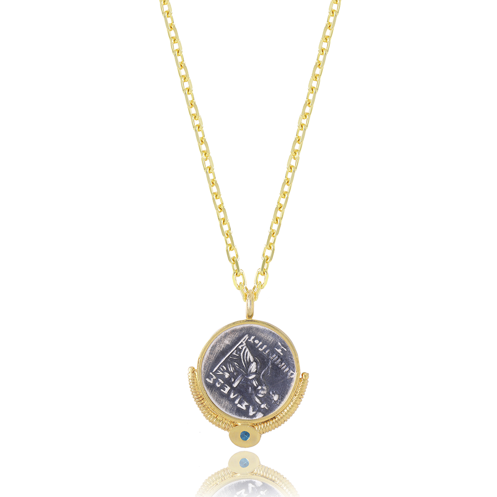 Explore our latest women's jewellery collection with The Alexander Coin pendant with 22K Gold Vermeil cast & an Aquamarine gemstone. Shop now!