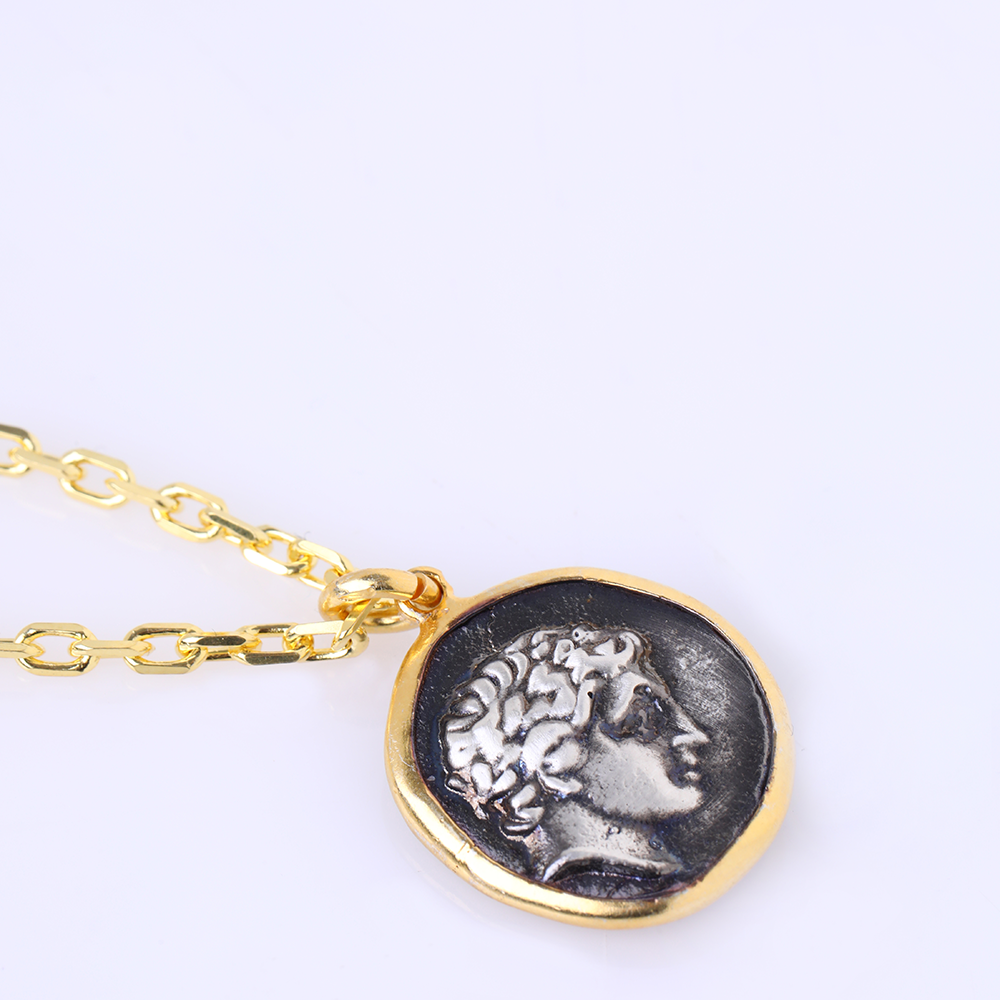 The Roman Coin Pendant-A hand-sculpted 22K Gold Vermeil cast. Buy this exclusive designer jewellery piece only at The Luxe Maison. Shop now!