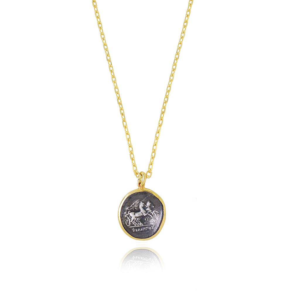 The Roman Coin Pendant-A hand-sculpted 22K Gold Vermeil cast. Buy this exclusive designer jewellery piece only at The Luxe Maison. Shop now!