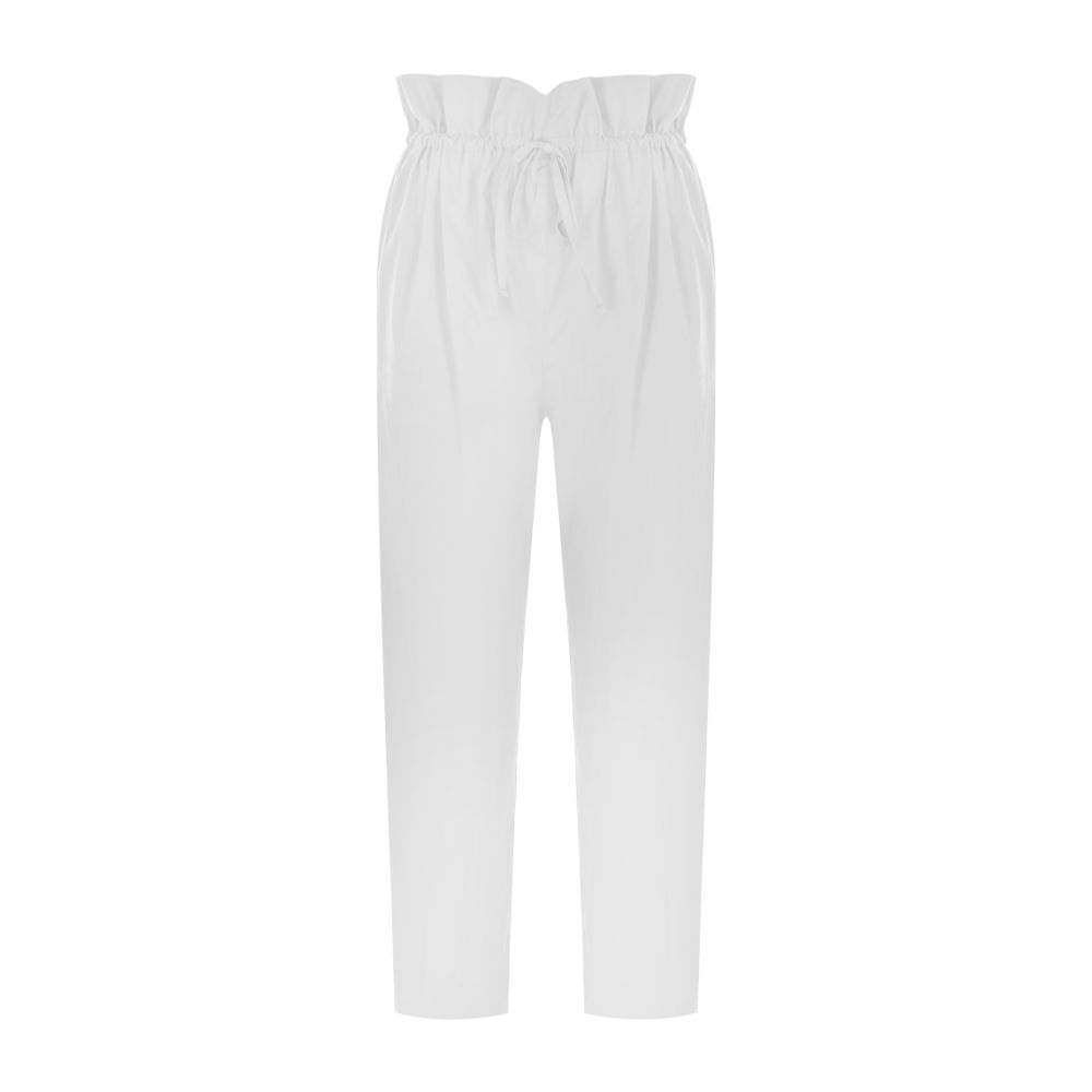 TIE-DETAILED POPLIN PANTS 100% COTTON