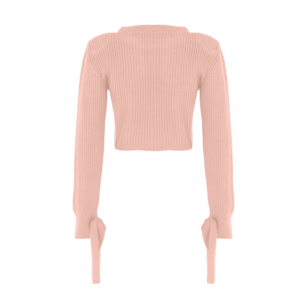 TIE-DETAILED SWEATER WITH SHOULDER PAD 95% SOFT ACRYLIC /5% POLYAMIDE