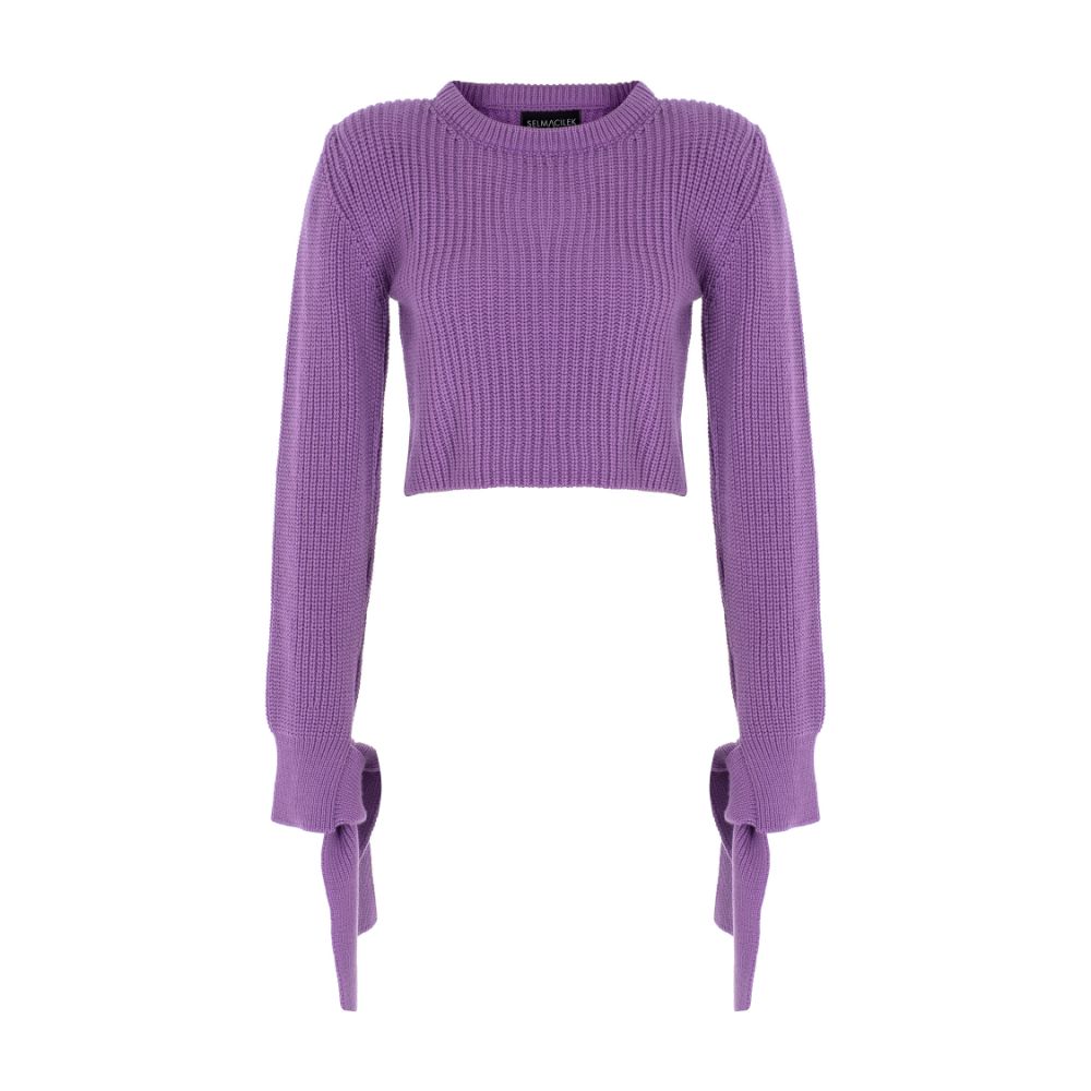 TIE-DETAILED SWEATER WITH SHOULDER PAD 95% SOFT ACRYLIC /5% POLYAMIDE