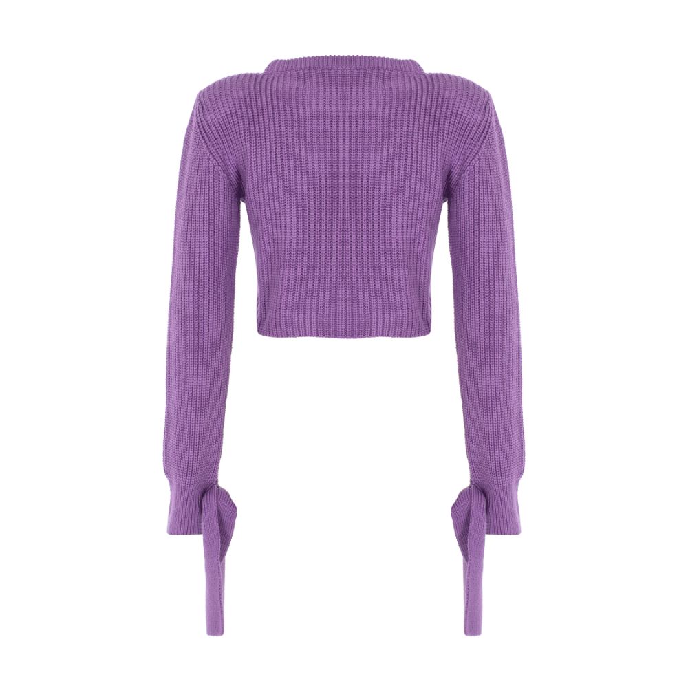 TIE-DETAILED SWEATER WITH SHOULDER PAD 95% SOFT ACRYLIC /5% POLYAMIDE