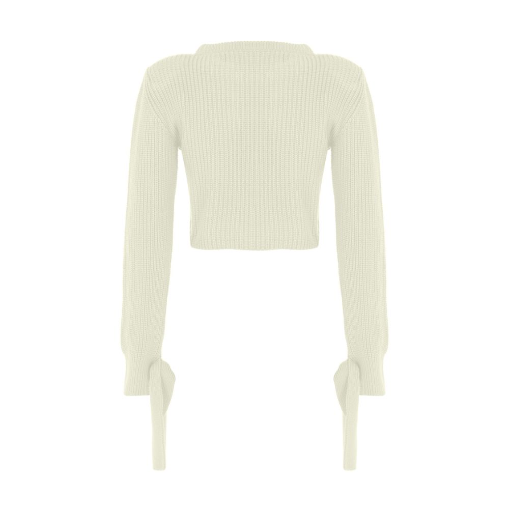 TIE-DETAILED SWEATER WITH SHOULDER PAD 95% SOFT ACRYLIC /5% POLYAMIDE