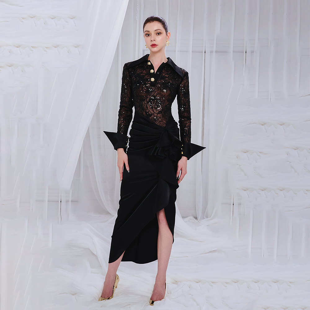 Elevate your style with the Tristen Asymmetric Waist Pleated Organdy Dress. This luxe  design combines modern elegance with luxury fashion. Shop Now!