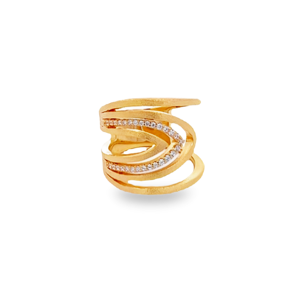 Shop online premium 18K gold-dipped sterling silver wrap ring with sparkling cubic zirconia.