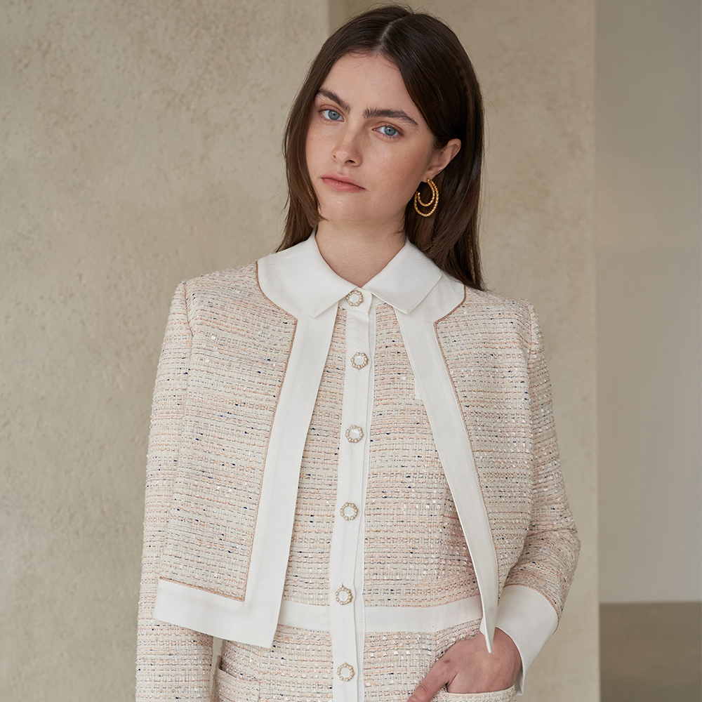 Ivory colored open jacket