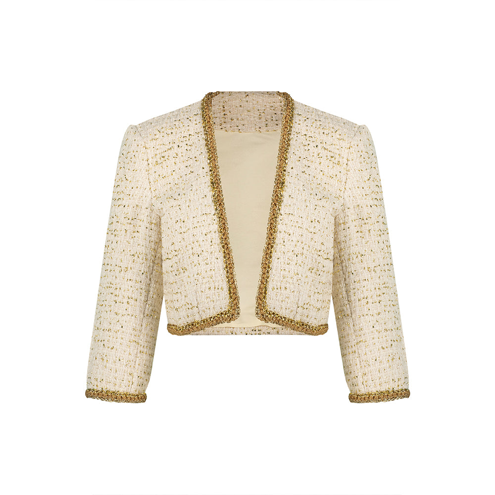 Shop The Luxe Maison Tweed With Metallic Threads Cropped Blazer. Perfect for your luxury clothing online shopping experience. Shop Now!