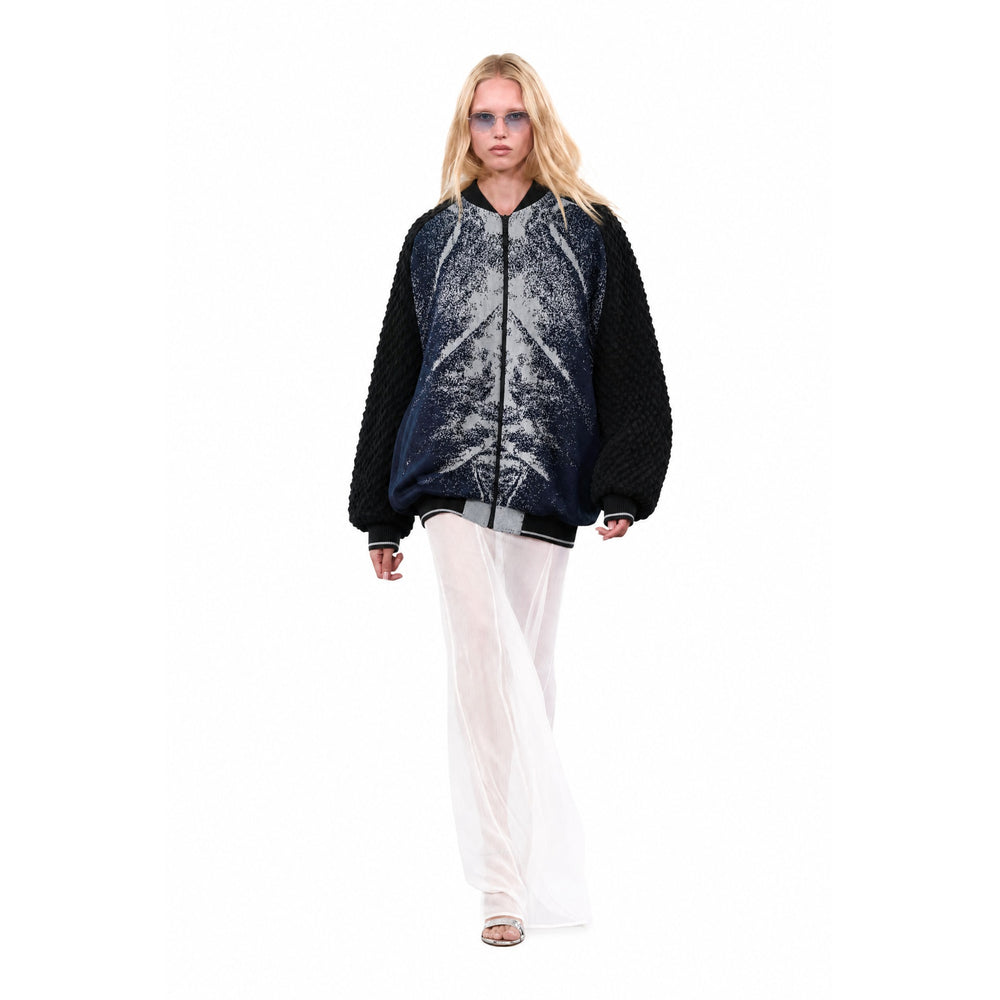Shop online from our exclusive website and discover the Unisex Eco Oversized Bomber Whale Limited Edition by Benedetti Life, crafted from GOTS-certified organic cotton for sustainable comfort and timeless style.