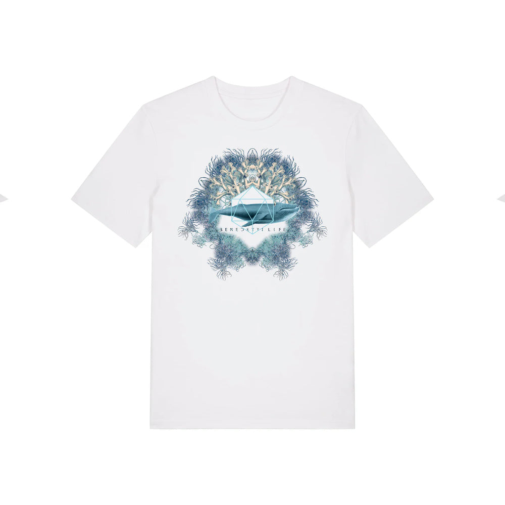 Shop online from our exclusive website and discover the Unisex Icosahedron White Eternal T-Shirt by Benedetti Life, crafted from soft organic cotton jersey for sustainable comfort and everyday style.