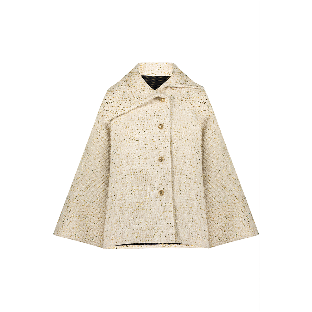 Elevate your style with The Luxe Maison Unsymmetrical Collar Tweed Coat With Metallic Threads. A must-have from popular dress shops online. Shop Now!