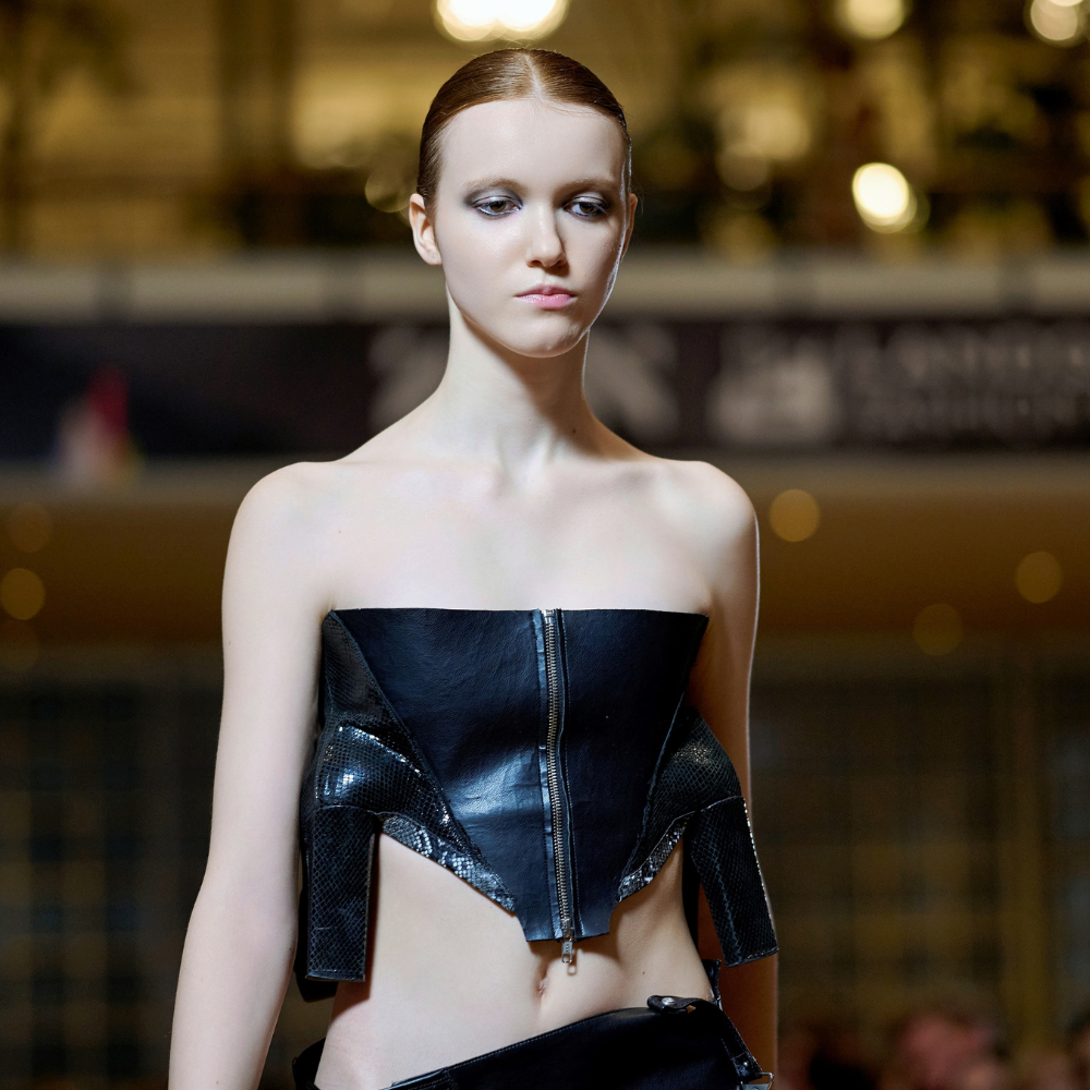 Upcycled Black Shoe Corset is your go-to statement piece. Discover it in womens dresses luxury. Shop now!!