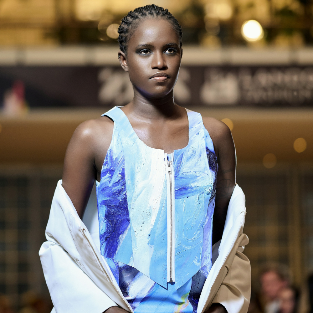 Upcycled Donna Huanca Canvas Mini Dress blends art and fashion. Discover it at popular dress shops online. Shop now!!
