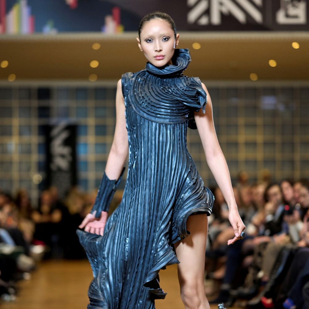 Get noticed with Upcycled Rubber Tube High Low Dress. Shop dress by designer now. Shop now!!