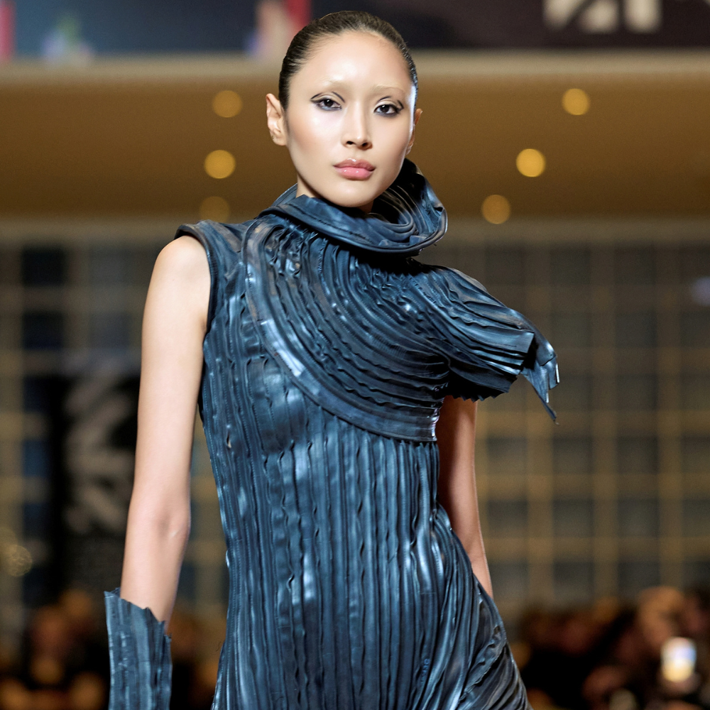 Get noticed with Upcycled Rubber Tube High Low Dress. Shop dress by designer now. Shop now!!