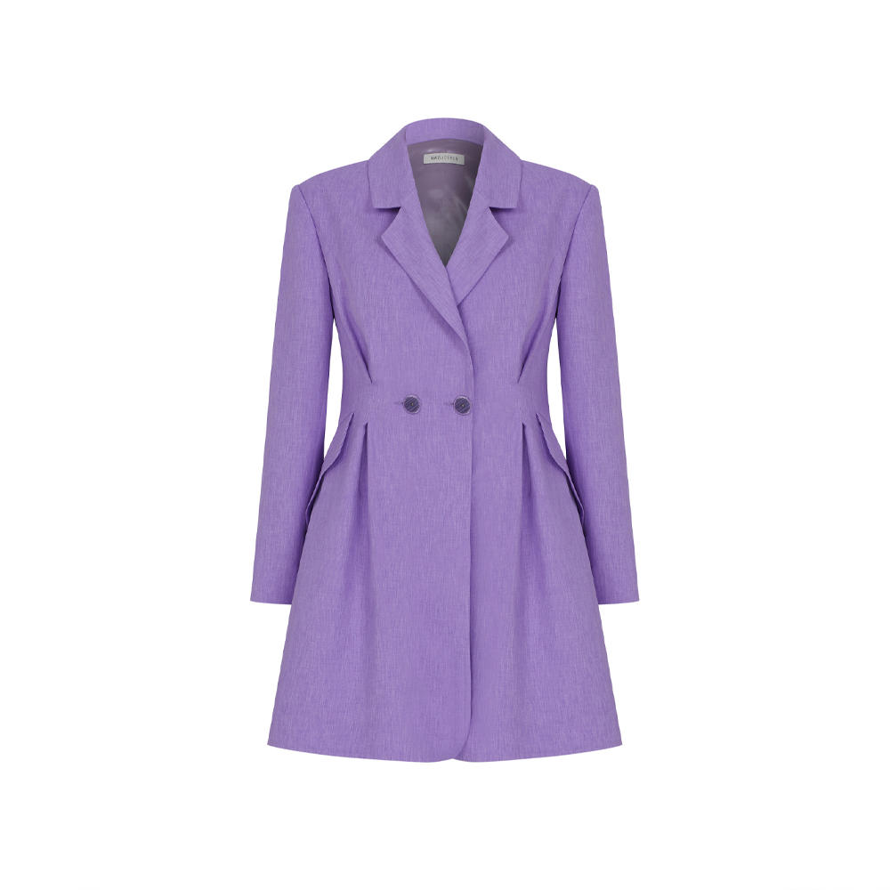 Valerie Shoulder-Padded Blazer Dress in Mauve Mist