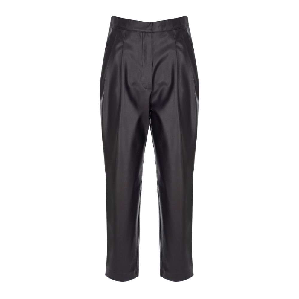 Vegan-Leather High-Rise Pant. 100% FAUX-LEATHER POLYESTER.