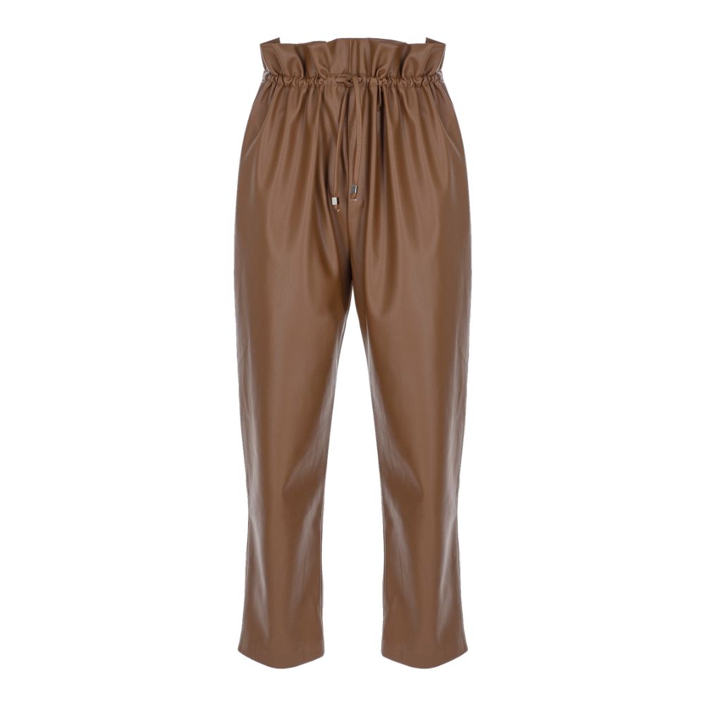 Vegan-Leather Tie-Detailed Pant. 100% FAUX-LEATHER POLYESTER.