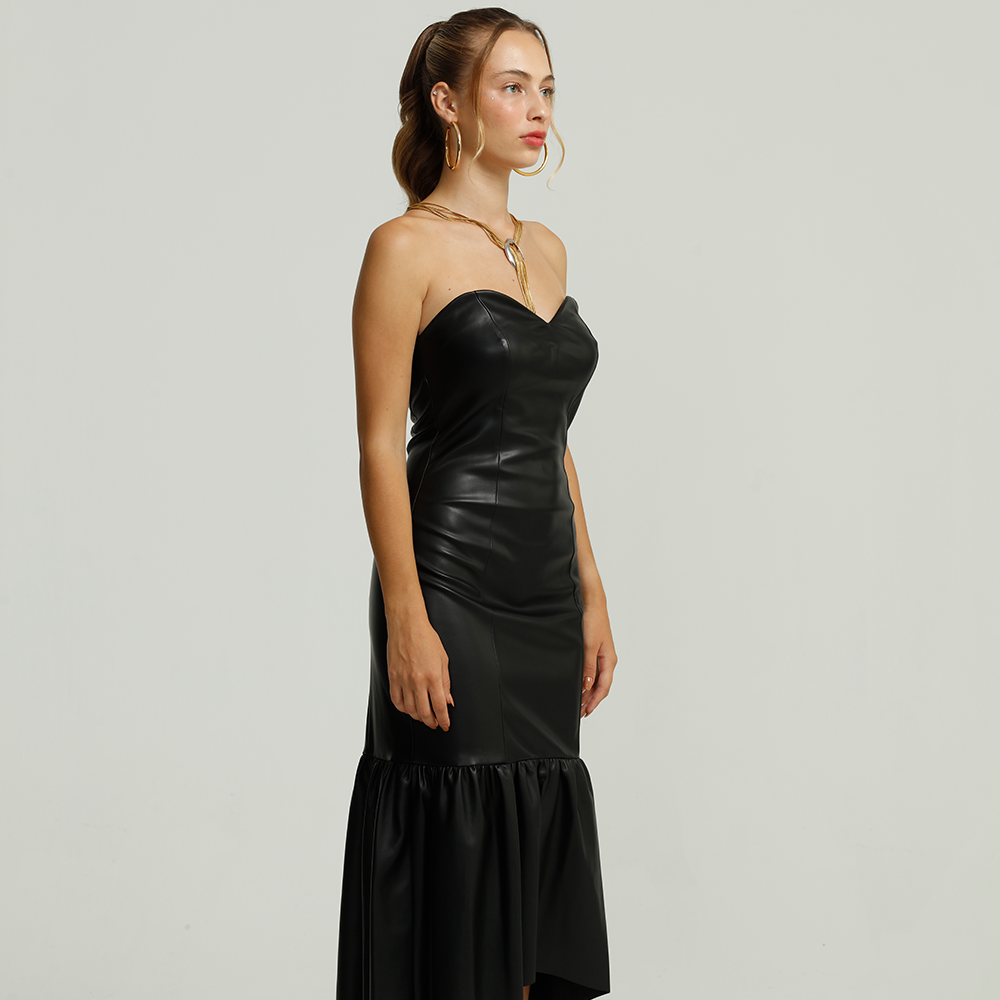 Vegan Leather Dianella Midi Dress