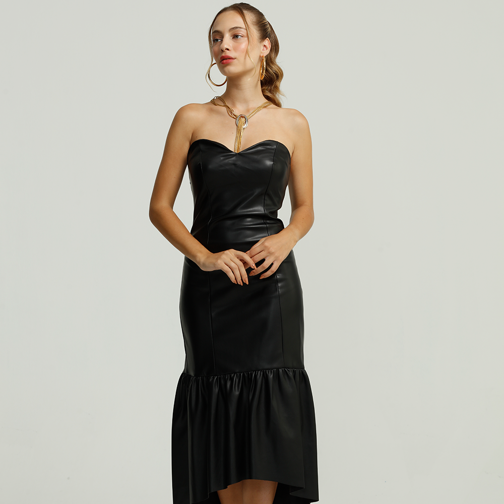 Vegan Leather Dianella Midi Dress