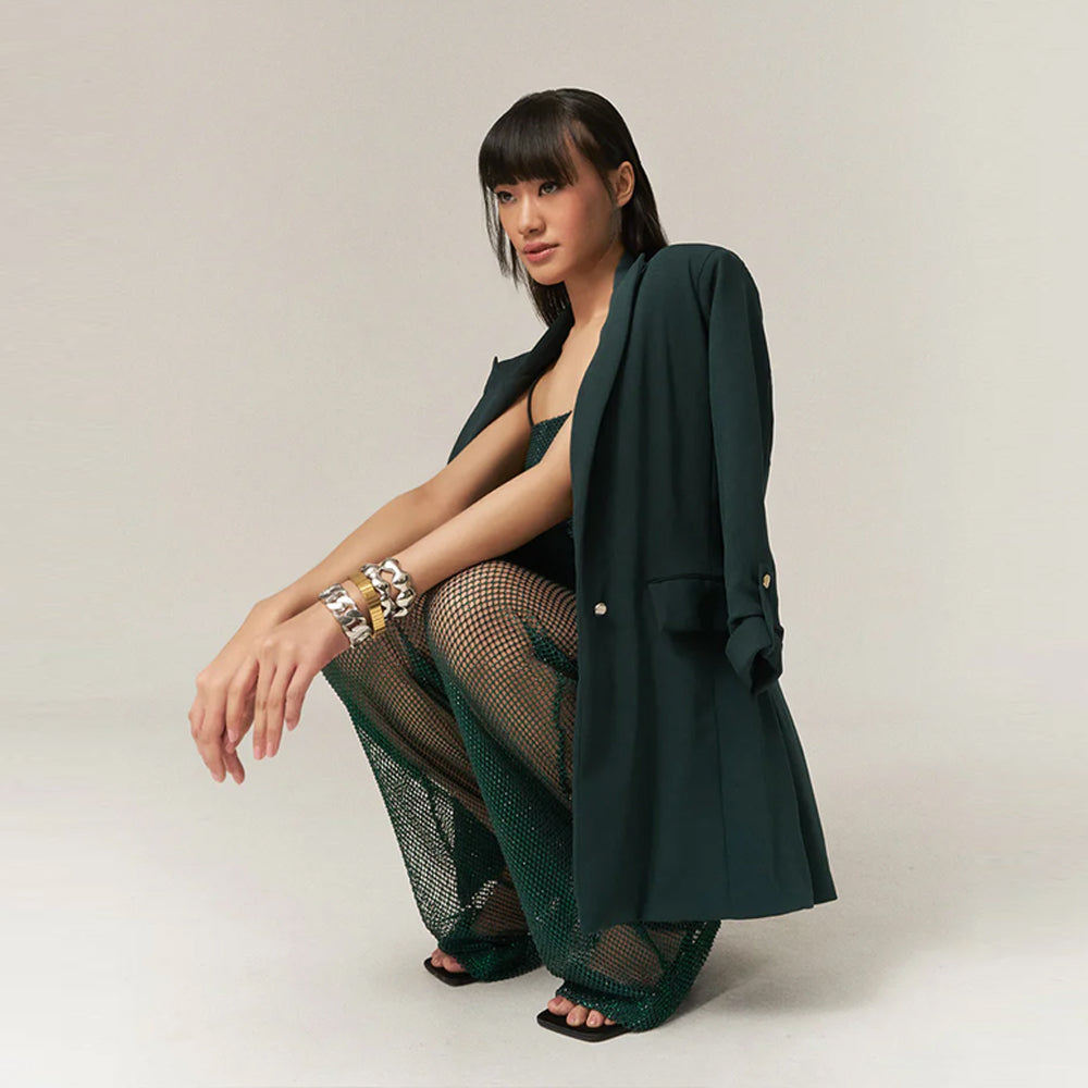 Swarovski 3 piece set with blazer, bustier and pants, perfect for parties. Shop online from our curated edit of premium fashion.