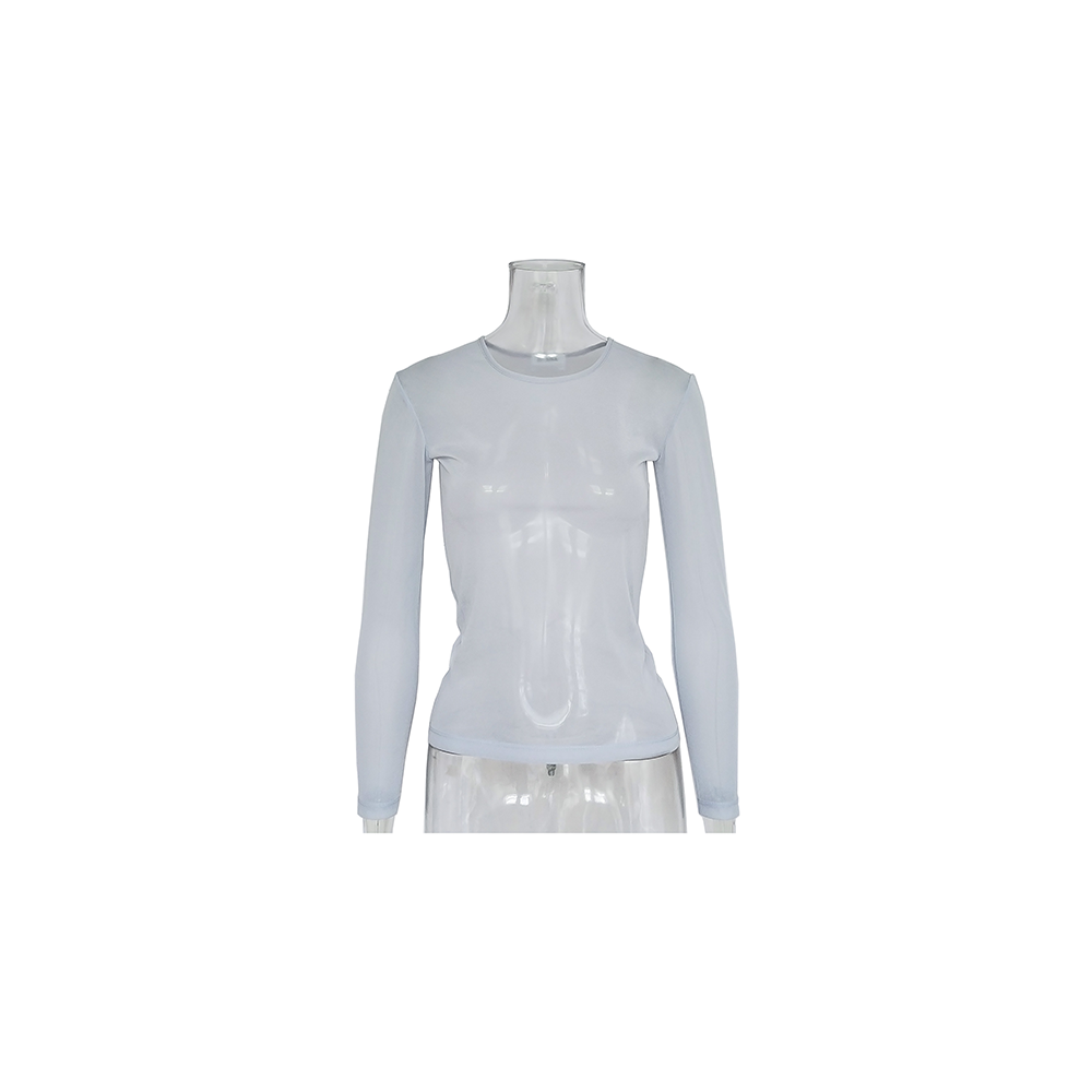 Explore Junna's women clothing collection with this see-through long sleeve fitted t-shirt. Perfect for stylish outfits. Shop now!