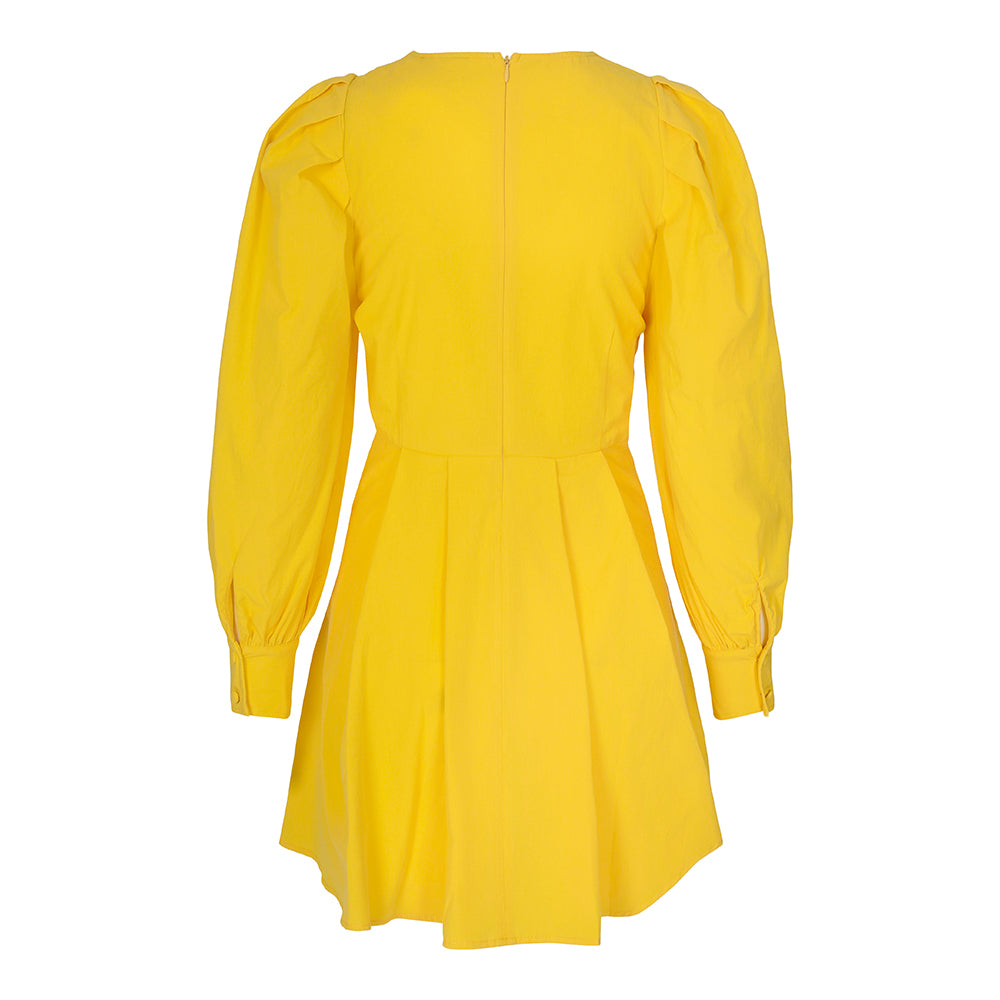 Viola Short Dress-Canary Yellow Poplin