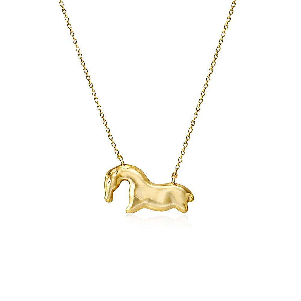 Discover the Vogelherd Horse Gold Vermeil Necklace at The Luxe Maison, featuring a timeless horse pendant inspired by 40,000-year-old prehistoric art.