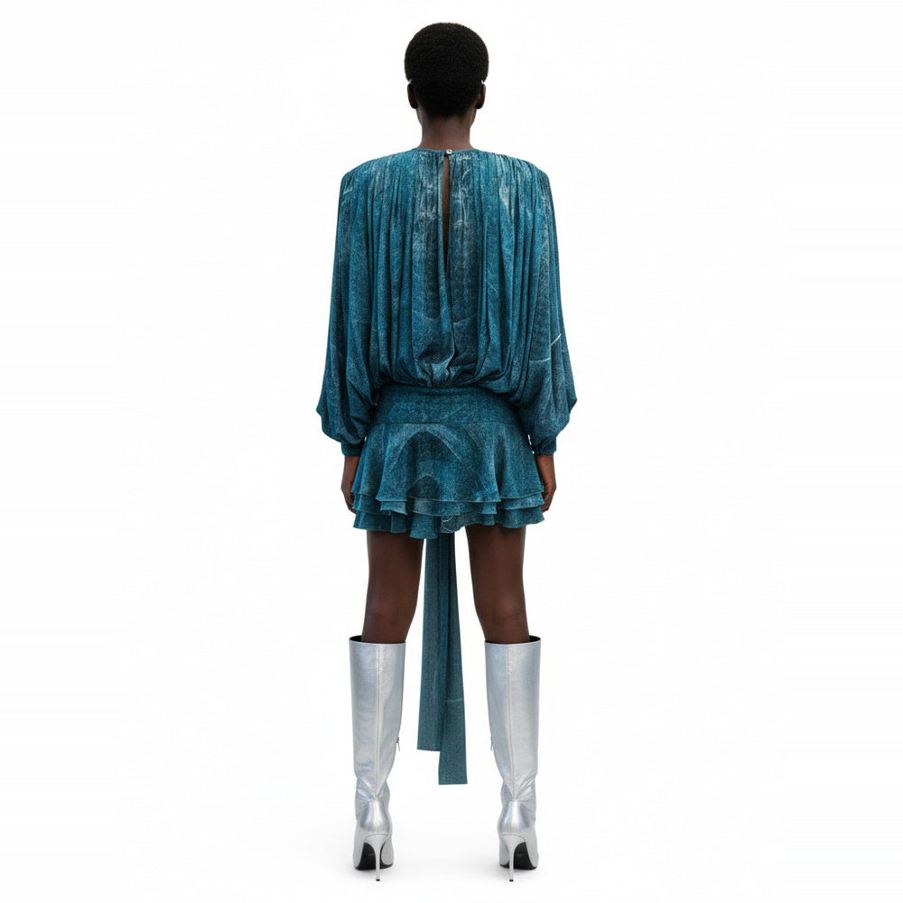 Shop online from our exclusive website and discover the Whale Harmony Draped Eucalyptus Dress by Benedetti Life, crafted from TENCEL™ Lyocell for fluid elegance and sustainable luxury.