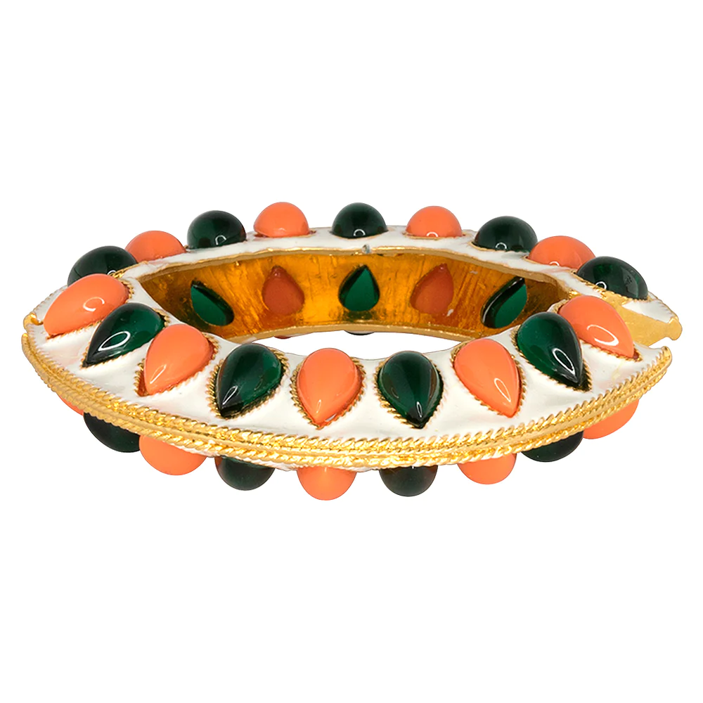 This bright enamel bracelet can stand on its own but would love some company for a layered look.