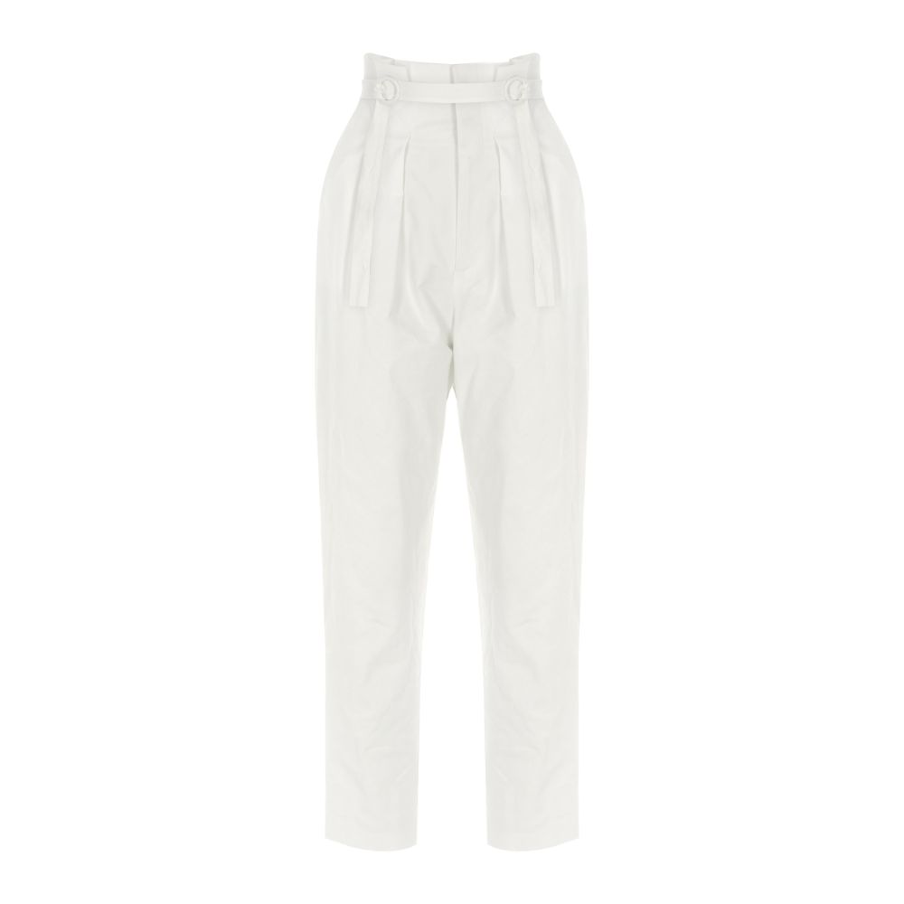WHITE CANVAS PANT WITH BELT 100% Cotton