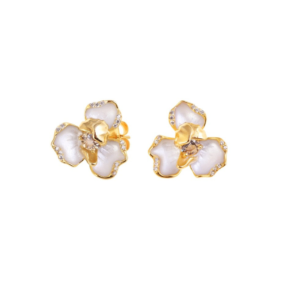 White Flower Earrings
