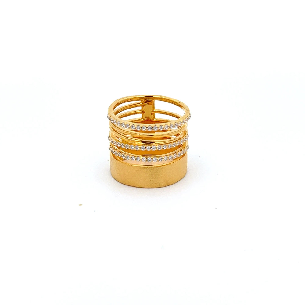 Shop online premium 18K gold-dipped sterling silver wrap ring with dazzling cubic zirconia rows.