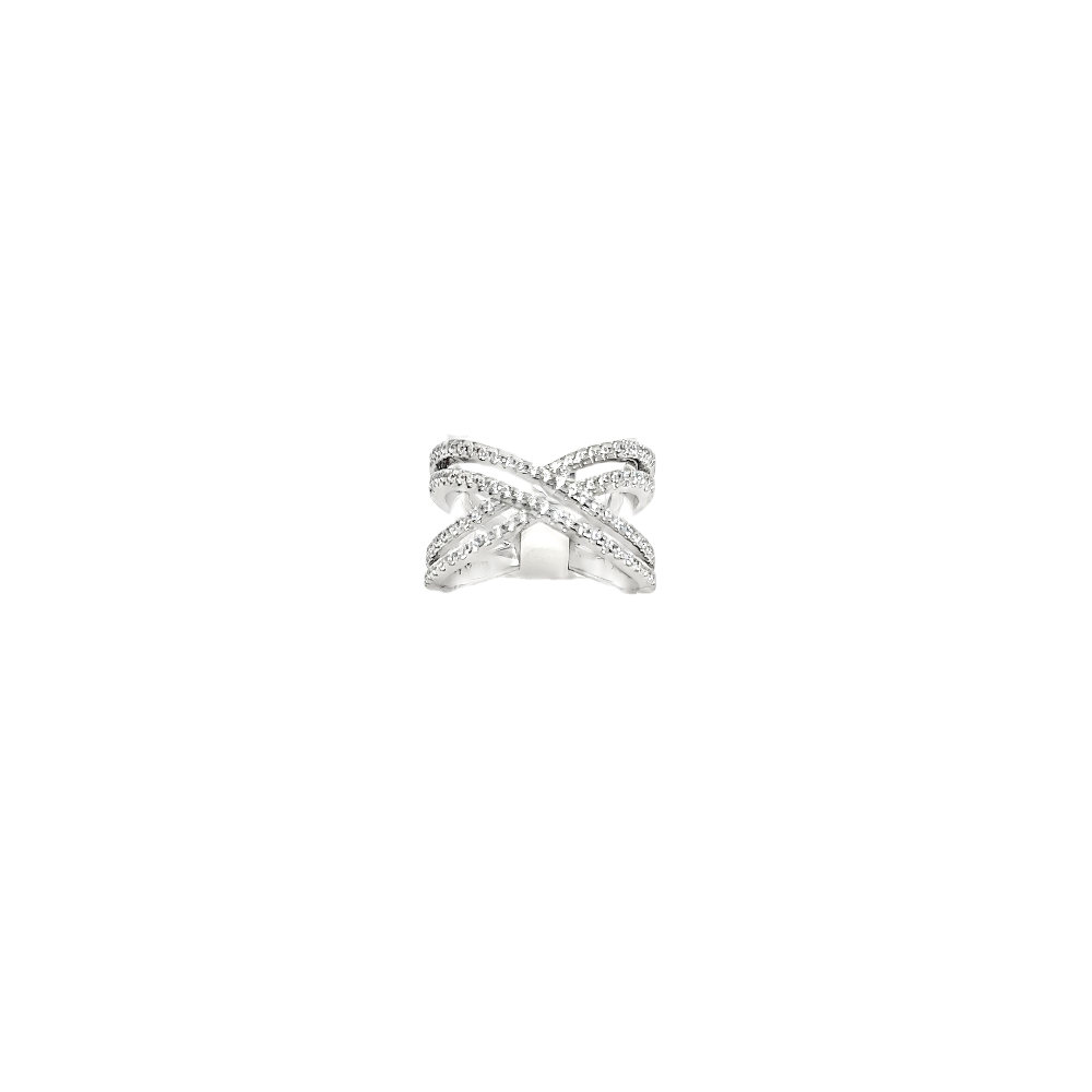 Shop online premium rhodium plated sterling silver ring with sparkling cubic zirconia stones.