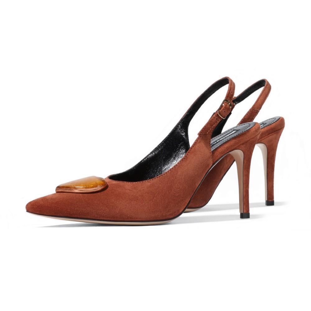 Embrace Yoko Slingback Cognac Suede best slingback pumps with bold charm. Shop Now!