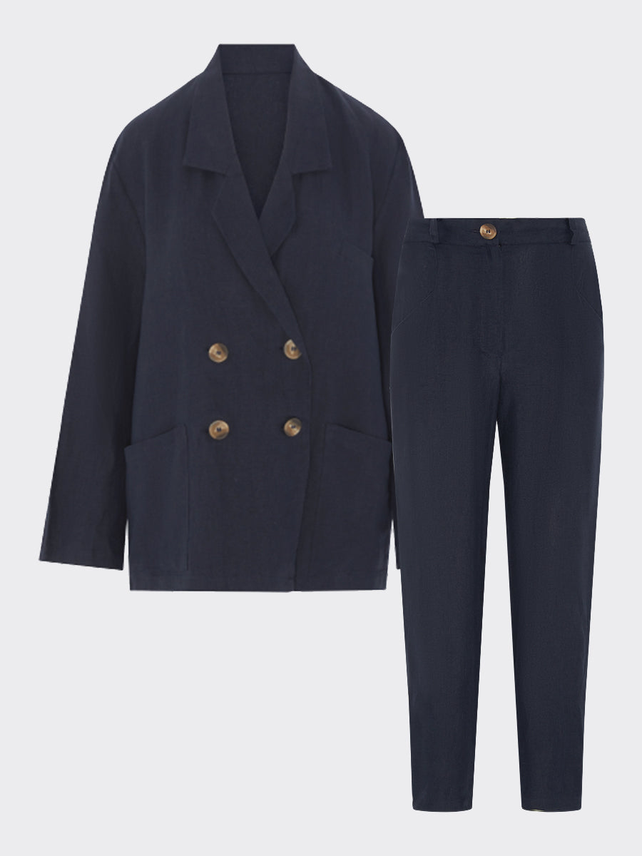 Women's Linen Suit in Navy | Sustainable | Fanfare