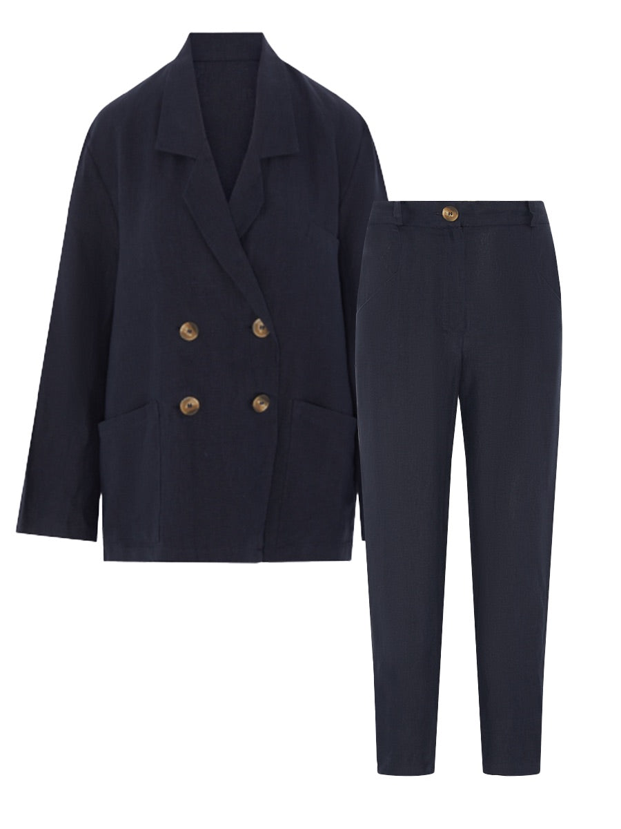 Women's Linen Suit in Navy | Sustainable | Fanfare