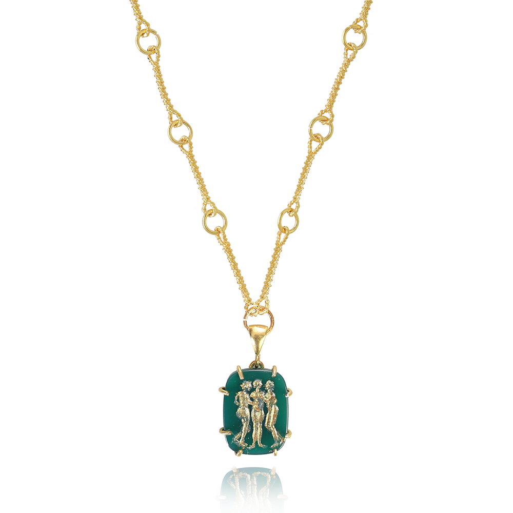 Shop The Charites Pendant featuring hand-sculpted intaglio on green carnelian in 22K Gold Vermeil. Exclusively available necklaces for women. Shop now!